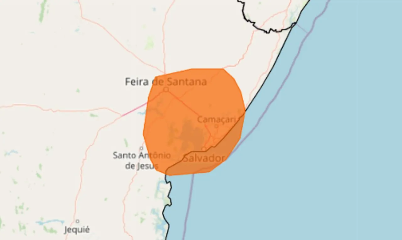 o mapa mostra as regiões onde podem ter acúmulos de chuva intensa